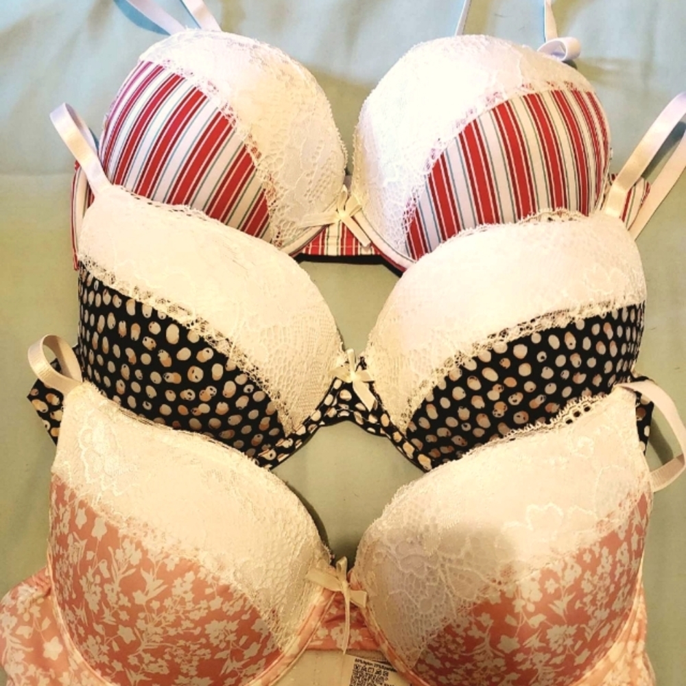 Three pushup bras size 36b